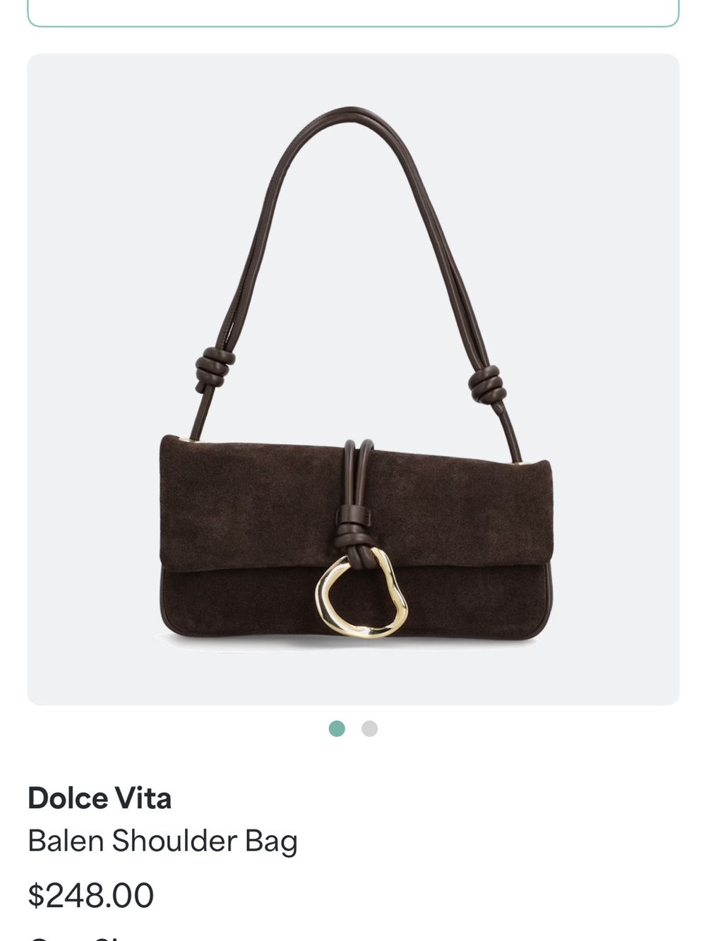 Dolce Vita Dark Brown Suede Shoulder Bag with Gold Accent